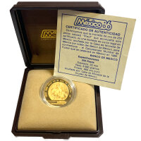 Mexiko 250 Pesos 1986 - Fußball WM Reiter - 1/4 oz Gold PP