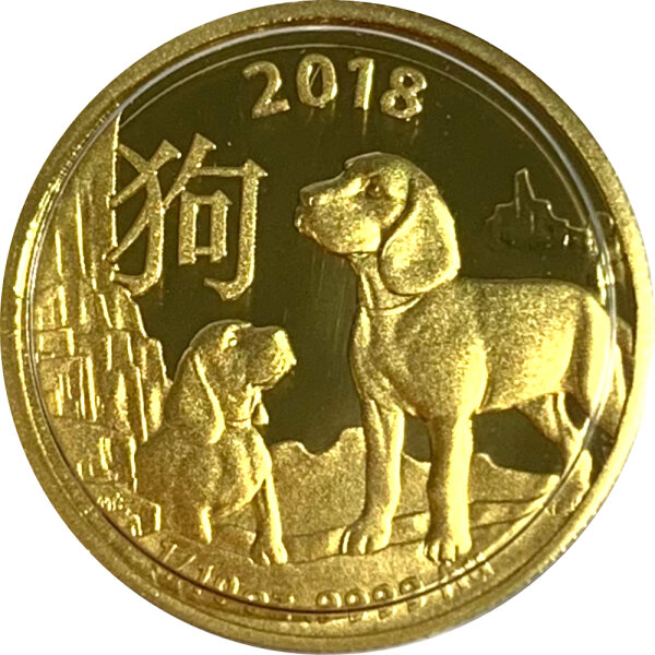 Australien RAM Lunar 2018 Jahr des Hundes 1/10 oz Gold PP