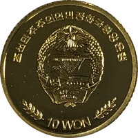 Nordkorea 10 Won 2008 - Segelschiff Alexander von Humboldt 1 Gramm Gold PP