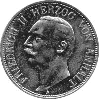 J.023 Anhalt 3 Mark 1911 - Herzog Friedrich II. - Silber...