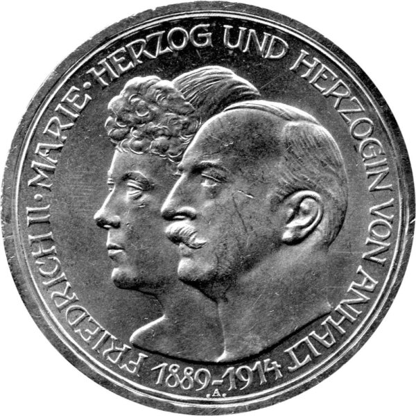 J.024 Anhalt 3 Mark 1914 Herzog Friedrich II. - Zur Silbernen Hochzeit