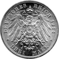J.024 Anhalt 3 Mark 1914 Herzog Friedrich II. - Zur Silbernen Hochzeit