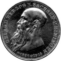 J.155 Sachsen-Meiningen 3 Mark 1915 Herzog Berhard III. - Zum 1. Todestag seines Vaters Georg II. - Silber vz