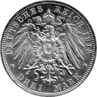 J.155 Sachsen-Meiningen 3 Mark 1915 Herzog Berhard III. - Zum 1. Todestag seines Vaters Georg II. - Silber vz