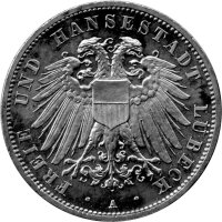 J.082 Lübeck 3 Mark 1908 -A- Stadtwappen - Silber vz