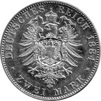 J.120 Reuß jüngere Linie (Schleiz) 2 Mark 1884 Fürst Heinrich XIV.