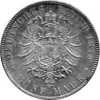 J.122 Sachsen 5 Mark 1875 König Albert