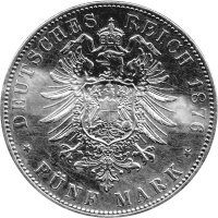J.122 Sachsen 5 Mark 1876 König Albert