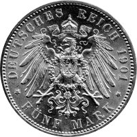 J.125 Sachsen 5 Mark 1901 König Albert - vorzüglich