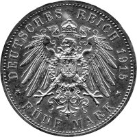 J.058 Braunschweig-Lüneburg 5 Mark 1915  - Zum Regierungsantritt von Herzog Ernst August - Silber vz