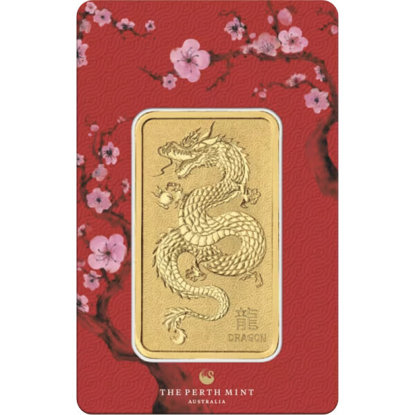 31,1 Gramm Goldbarren Perth Mint Lunar Drache