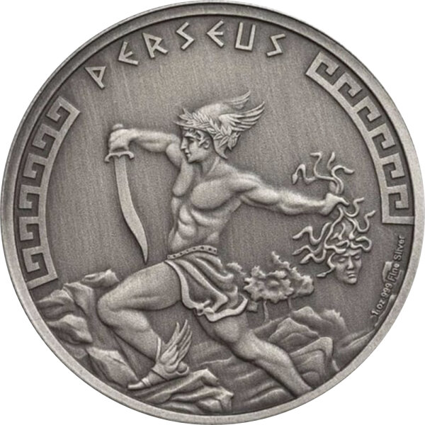 Niue Helden der Griechischen Mythologie Perseus 2024 1 oz Silber | Antik Finish