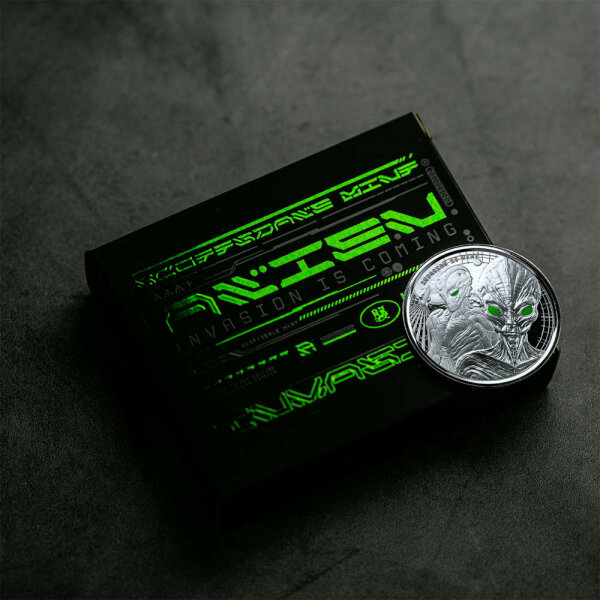 Ghana Alien 2023 1 oz Silber | Polierte Platte Coloriert