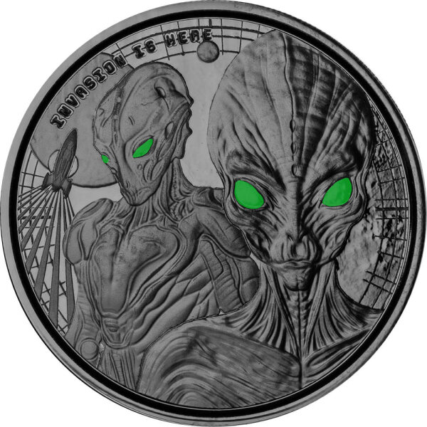 Ghana Alien 2023 1 oz Silber | Black Rhodium Coloriert