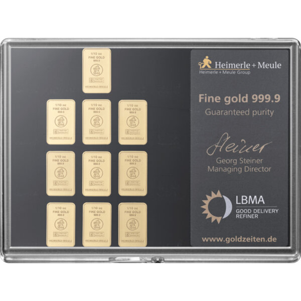 10 x 1/10 oz Goldbarren div. LBMA