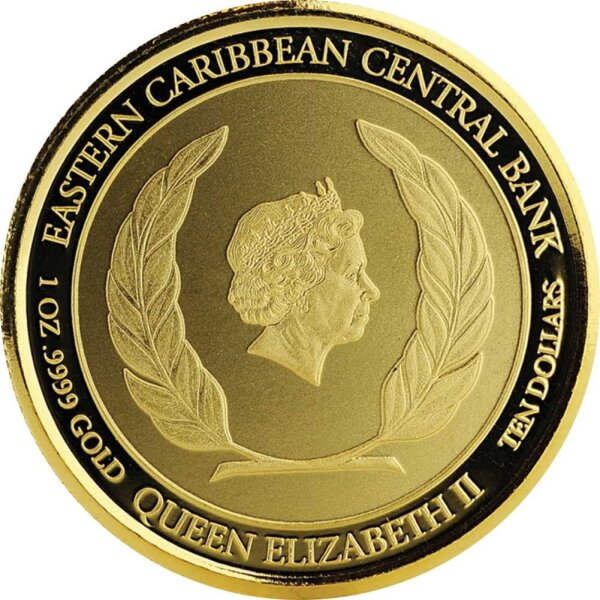 EC 8 2018 St. Kitts & Nevis Pelikan 1 oz Gold - coloriert