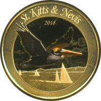 EC 8 2018 St. Kitts & Nevis Pelikan 1 oz Gold - coloriert