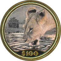 Namibia 100 Dollar "Löwin" - Gold PP -...