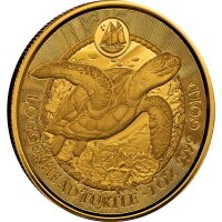 Cayman Inseln Sea Life Loggerhead Turtle - Unechte Karettschildkröte 2023 1 oz Gold