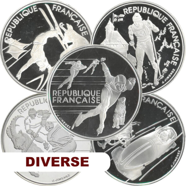 Frankreich 100 Francs div. - Oly. Albertville 1992  - Silber PP