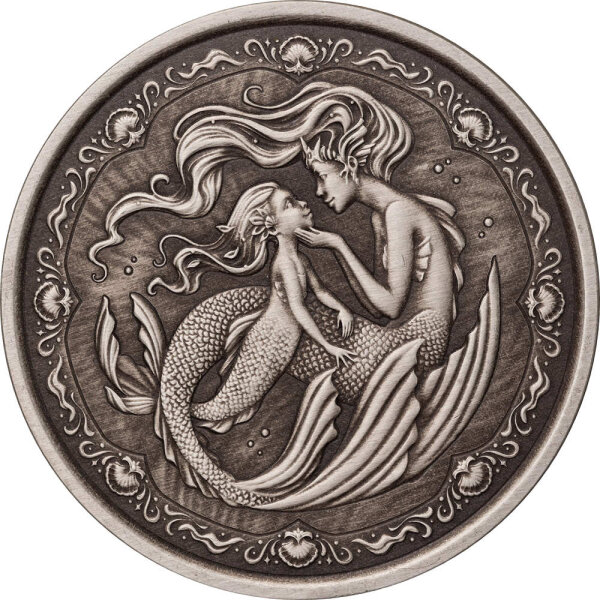 Samoa Mermaid 2023 Mutter & Tochter 1 oz Silber | Antik Finish