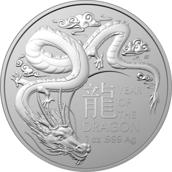 Australien RAM Lunar 2024 5. Ausgabe Jahr des Drachen 1 oz Silber