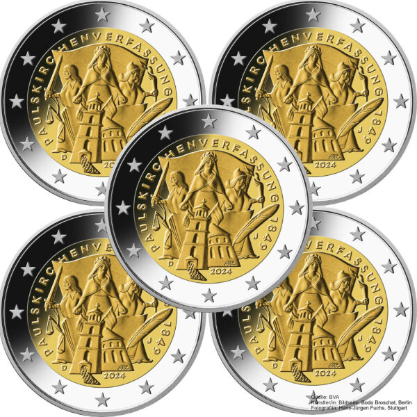 Deutschland 2 Euro 2024 "175. Jubiläum Paulskirchenverfassung" A-J