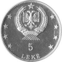 Albanien 5 Leke 1969-1970 - 500. Jahrestag der Liga von Lezha - Silber PP
