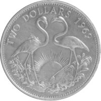 Bahamas 2 Dollars 1969 - Scharlachflamingos - Silber