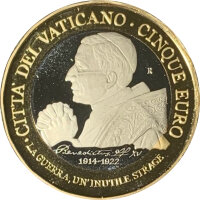 Vatikan 5 Euro 2022 100. Todesjahr Papst Benedikt XV