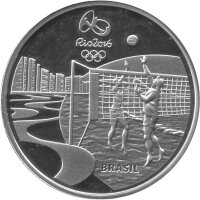 Brasilien 5 Reais 2015 XXXI. Olympische Sommerspiele 2016 in Rio de Janero "Beachvolleyball und Forro" - Silber PP