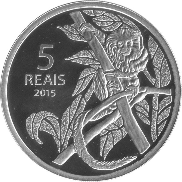 Brasilien 5 Reais 2015 XXXI. Olympische Sommerspiele 2016 in Rio de Janero "Radsport und Löwe Tamarin" - Silber PP