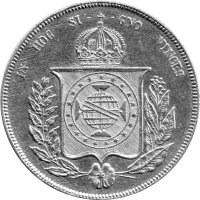 Brasilien 1000 Rais 1860 -Kaiser Peter II.- Silber