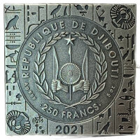 Djibouti Pyramide of Khafre 2021 5 oz Silber | Antik Finish Teilvergoldet