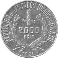 Brasilien 2000 Rais 1929 "Freiheitskopf" Silber
