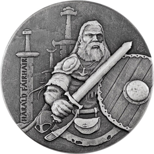Niue Wikinger 2016 Harald Fairhair - 2 oz Silber | High Relief Antik Finish
