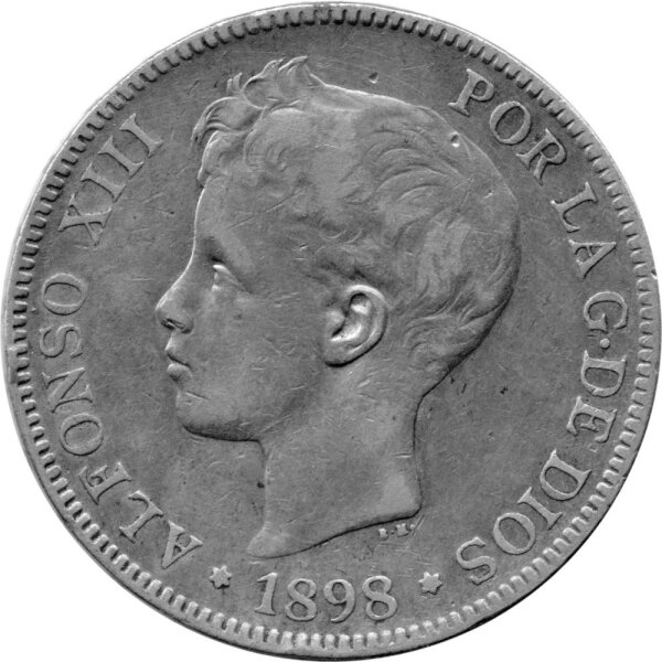 Spanien 5 Pesetas 1898 König Alfons XIII. - Silber