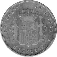 Spanien 5 Pesetas 1898 König Alfons XIII. - Silber