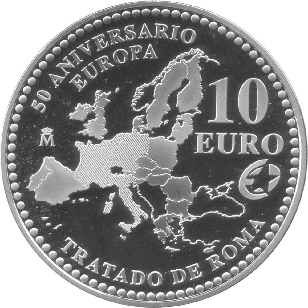 Spanien 10 Euro 2007 "50 Jahre Römische Verträge" - Silber PP, 42,50