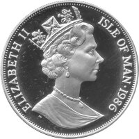 Isle of Man 1 Crown 1986 - XIII. Fußball WM 1986 in Mexiko "Flaggen" - Silber PP