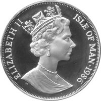 Isle of Man 1 Crown 1986 - XIII. Fußball WM 1986 in Mexiko "Zweikampf" - KuNi versilbert PP
