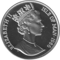 Isle of Man 1 Crown 1986 - XIII. Fußball WM 1986 in Mexiko "Globus" - KuNi versilbert PP