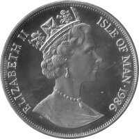 Isle of Man 1 Crown 1986 - XIII. Fußball WM 1986 in Mexiko "Torraumszene" - Ku-Ni versilbert PP