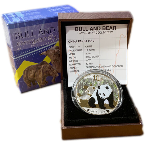 China Panda 2010 1 oz Silber - Gold Color Edition