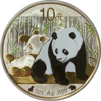 China Panda 2010 1 oz Silber - Gold Color Edition