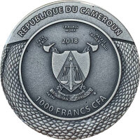 Kamerun Carved Skull 2018 Clade Mortis 1 oz Silber | High Relief Antik Finish