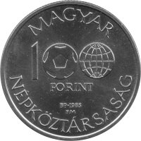Ungarn 100 Forint 1985 - XIII. Fußball WM 1986 in Mexiko "Landkarte" - Ku-Ni
