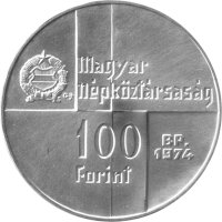 Ungarn 100 Forint 1974 - 50 Jahre Nationalbank - Silber