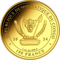 Kongo World´s Wildlife 6. Ausgabe 2024 Wanderfalke 1 oz Gold