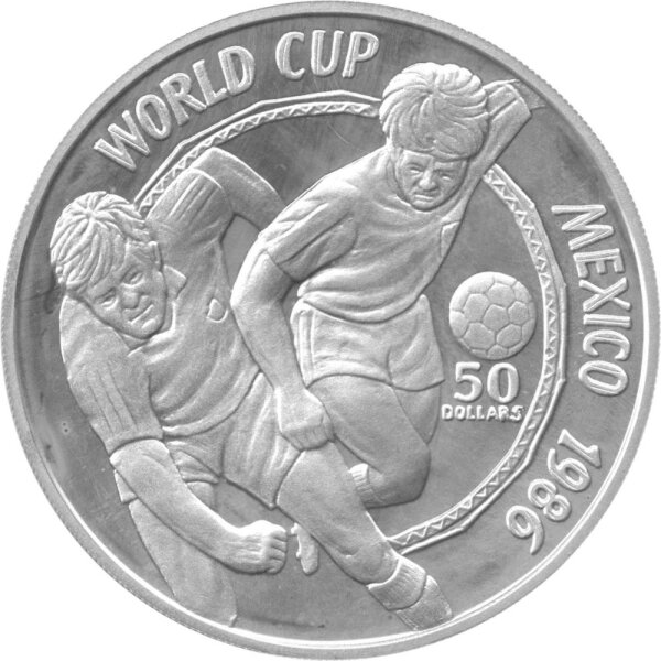 Niue 50 Dollars 1988 - XIII. Fußball WM 1986 in Mexiko "Zweikampf" - Silber PP